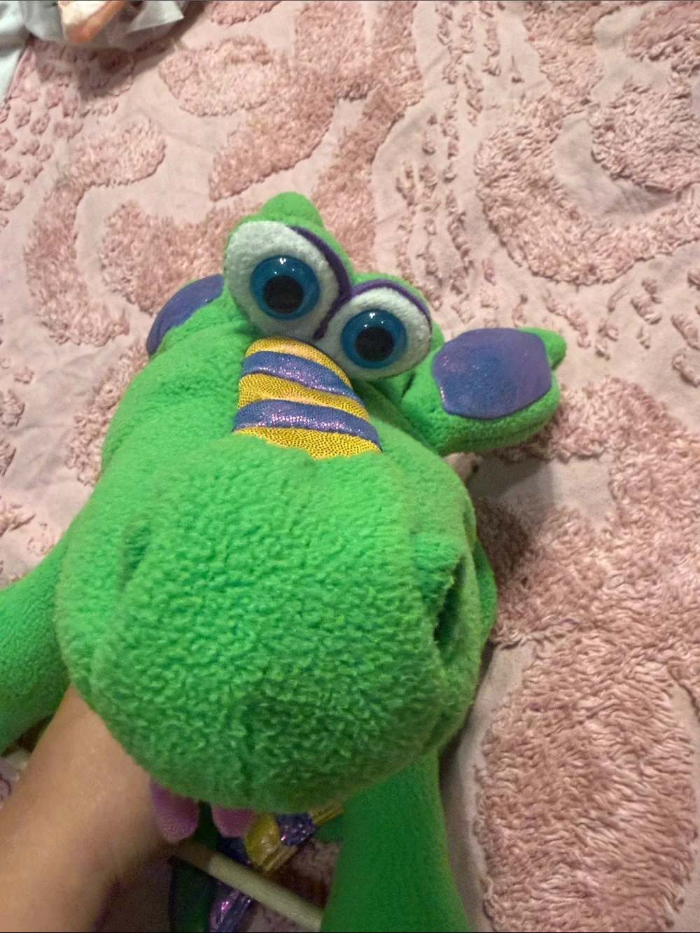 Melissa & Doug Green Plush Frog with Purple & Gold Stripes
